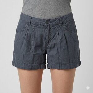 H&M L.O.G.G. Linen Blend Pleated Casual‎ Shorts Charcoal Grey Size 10